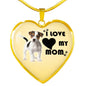 Jack Russell Terrier Print Heart Pendant Luxury Necklace