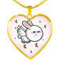 Flying Cat Print Heart Pendant Luxury Necklace