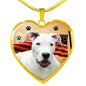 Dogo Argentino Print Heart Pendant Luxury Necklace
