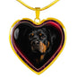 Lovely Rottweiler Dog Print Heart Charm Necklaces