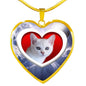 Cute Burmilla Cat Print Heart Pendant Luxury Necklace