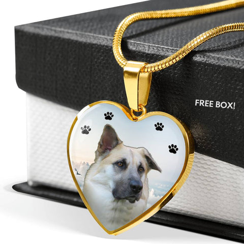 Chinook Dog Print Heart Pendant Luxury Necklace
