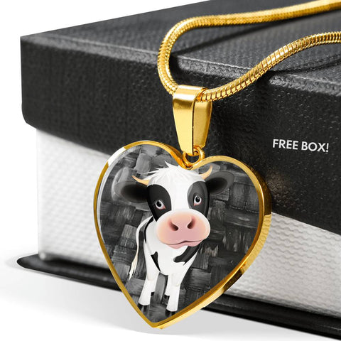 Cow Print Heart Pendant Luxury Necklace