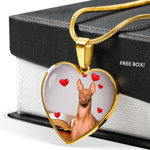 Pharaoh Hound Print Heart Pendant Luxury Necklace