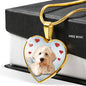 Goldendoodle Print Heart Pendant Luxury Necklace