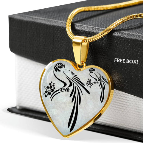 Parrot Vector Art Print Heart Charm Necklaces