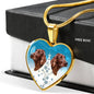 Irish Setter Dog Print Heart Pendant Luxury Necklace