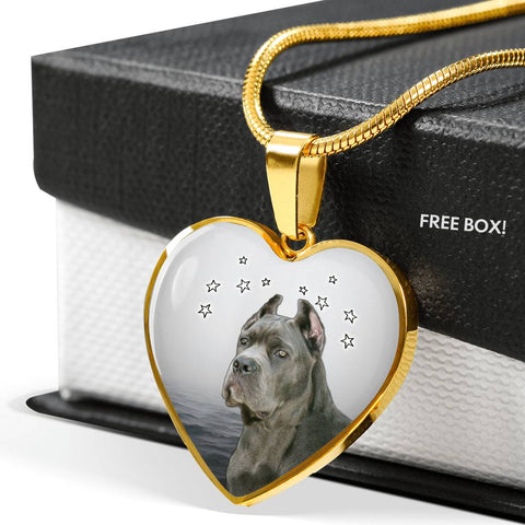 Cane Corso Print Heart Pendant Luxury Necklace