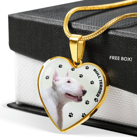 Bull Terrier Print Heart Pendant Luxury Necklace