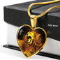Roaring Lion Art Print Heart Charm Necklaces