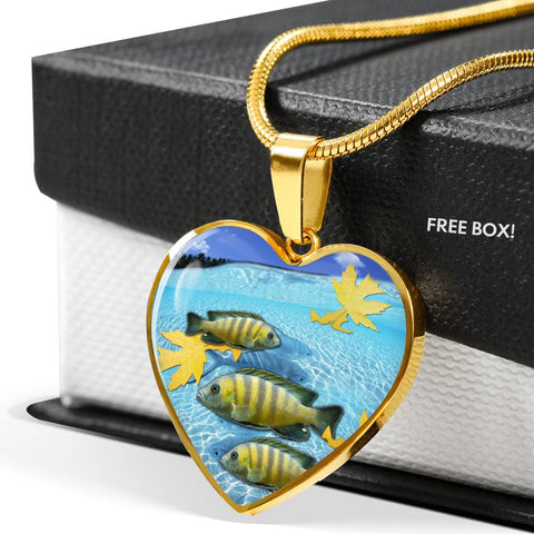 Afra Cichlid Print Heart Charm Necklace