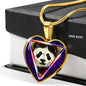 Cute Panda Art Print Heart Charm Necklaces