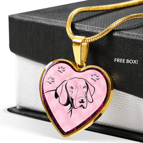 German Shorthaired Pointer Dog Print Heart Charm Necklaces