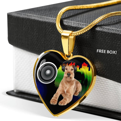 Irish Terrier Dog Print Heart Pendant Luxury Necklace