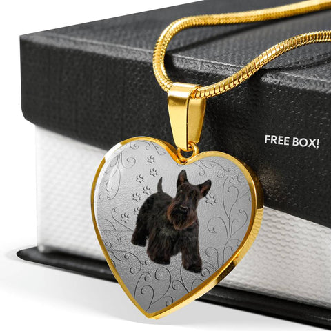 Scottish Terrier Print Heart Pendant Luxury Necklace
