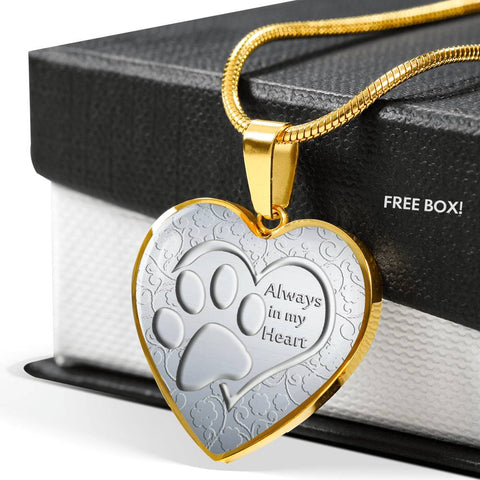 Paws Art Print Heart Pendant Luxury Necklace