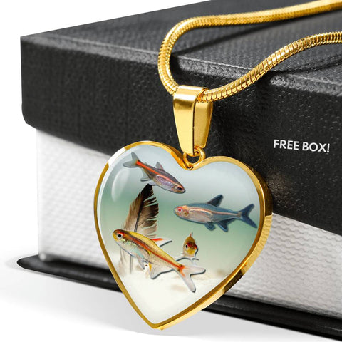 Glowlight Tetra Print Heart Charm Necklace