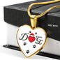 Dog With Paws Print Heart Pendant Luxury Necklace