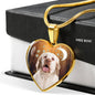 Clumber Spaniel Print Heart Pendant Luxury Necklace