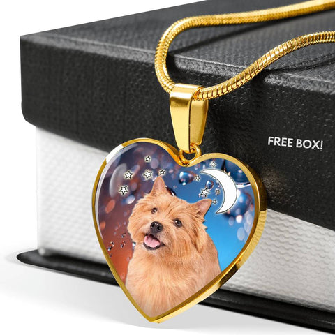 Norwich Terrier Print Heart Pendant Luxury Necklace