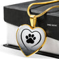 Paws Black Print Heart Pendant Luxury Necklace