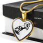 Mustang Horse Art Print Heart Charm Necklaces