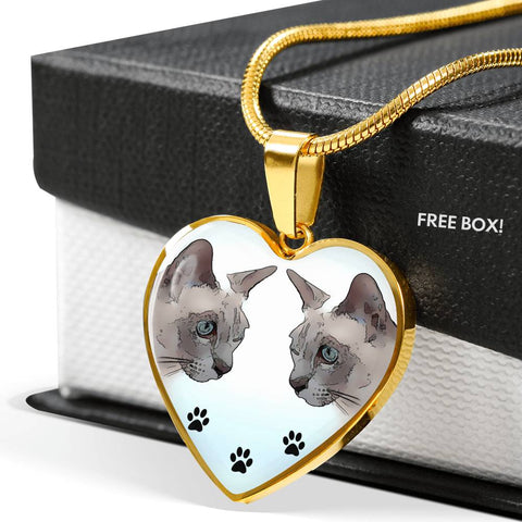 Tonkinese Cat Print Heart Pendant Luxury Necklace