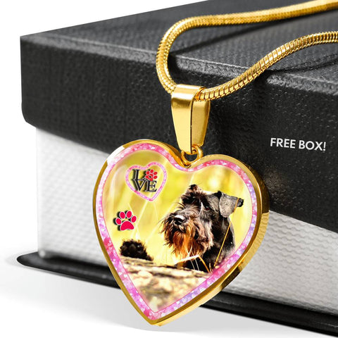 Miniature Schnauzer Dog Print Heart Charm Necklaces