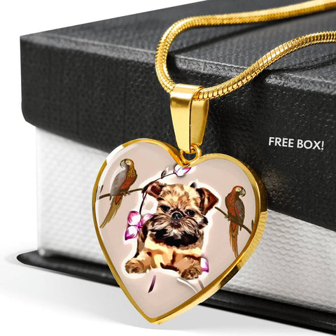 Brussels Griffon Print Heart Pendant Luxury Necklace