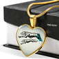 Greyhound Dog Art Print Heart Charm Necklaces