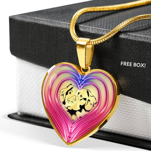Nova Scotia Duck Tolling Retriever Dog Print Heart Charm Necklaces
