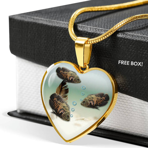 Oscar Fish Print Heart Pendant Luxury Necklace