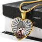 Dandie Dinmont Terrier Print Heart Pendant Luxury Necklace