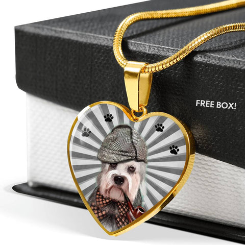 Dandie Dinmont Terrier Print Heart Pendant Luxury Necklace