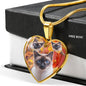 Siamese Cat Print Heart Pendant Luxury Necklace