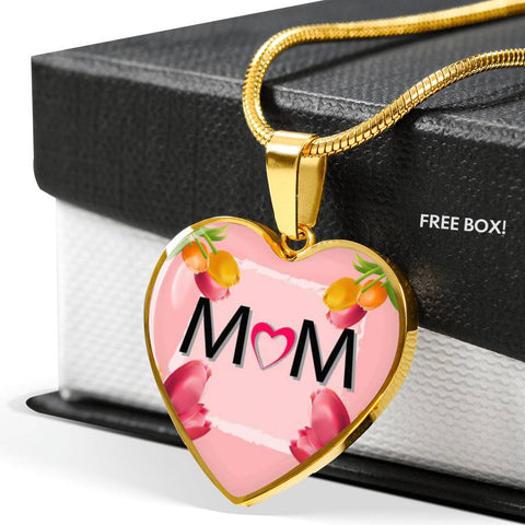 "MOM" Print Heart Pendant Luxury Necklace