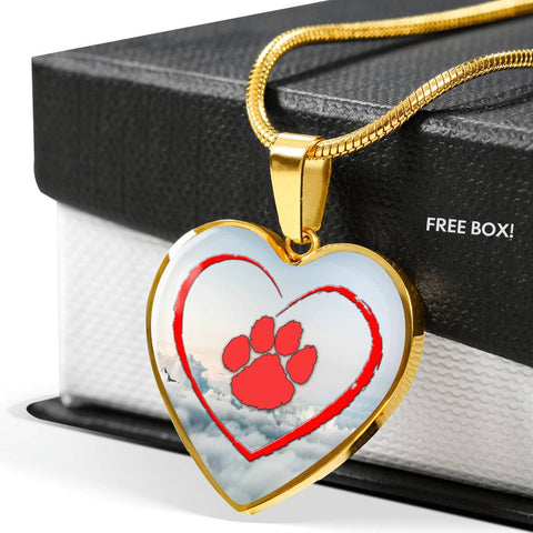 Paws Print Heart Pendant Luxury Necklace