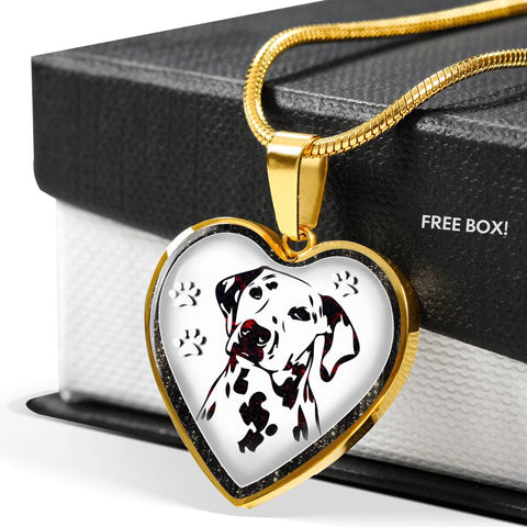 Lovely Dalmatian Dog Print Heart Charm Necklaces