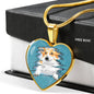 Pembroke Welsh Corgi Dog Art Print Heart Charm Necklaces