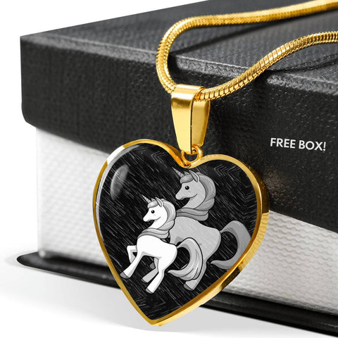 Cute Unicorn Print Heart Pendant Luxury Necklace