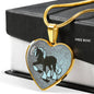 Clydesdale Horse Print Heart Pendant Luxury Necklace