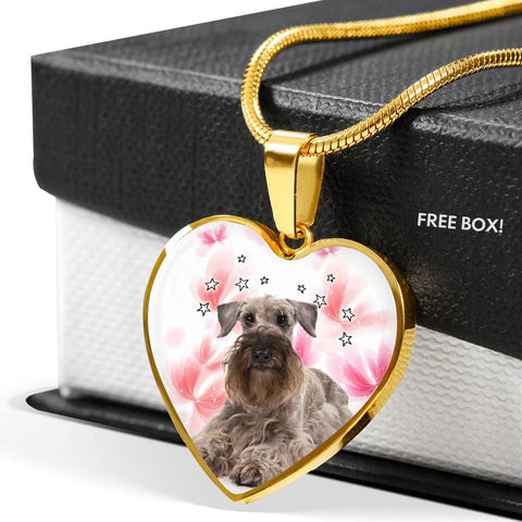 Cesky Terrier Print Heart Pendant Luxury Necklace