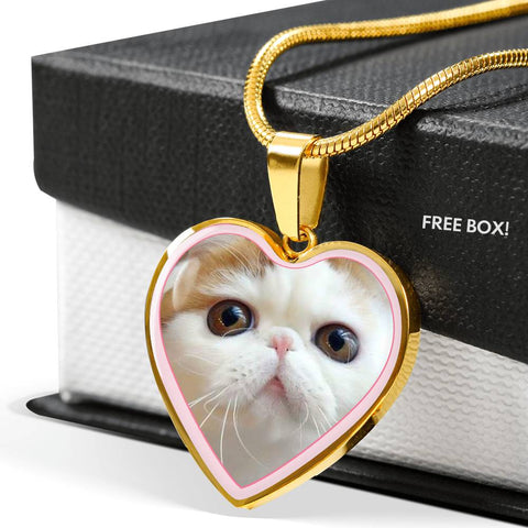 Cute Snoopy Cat Print Heart Charm Necklaces