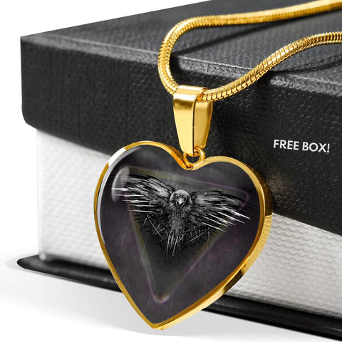 Amazing Eagle Print Heart Charm Necklaces
