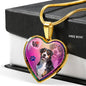 Greater Swiss Mountain Dog Print Heart Charm Necklaces