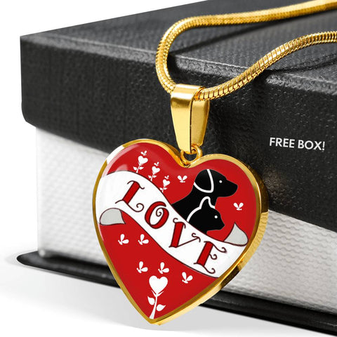 Cute Pets Print Heart Pendant Luxury Necklace