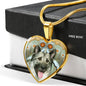 Norwegian Elkhound Dog Print Heart Pendant Luxury Necklace