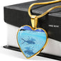 Fish Print Heart Pendant Luxury Necklace