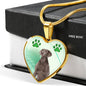 Cute Weimaraner Print Heart Pendant Luxury Necklace