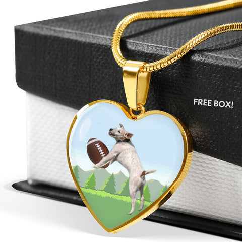Playing Dog Print Heart Pendant Luxury Necklace